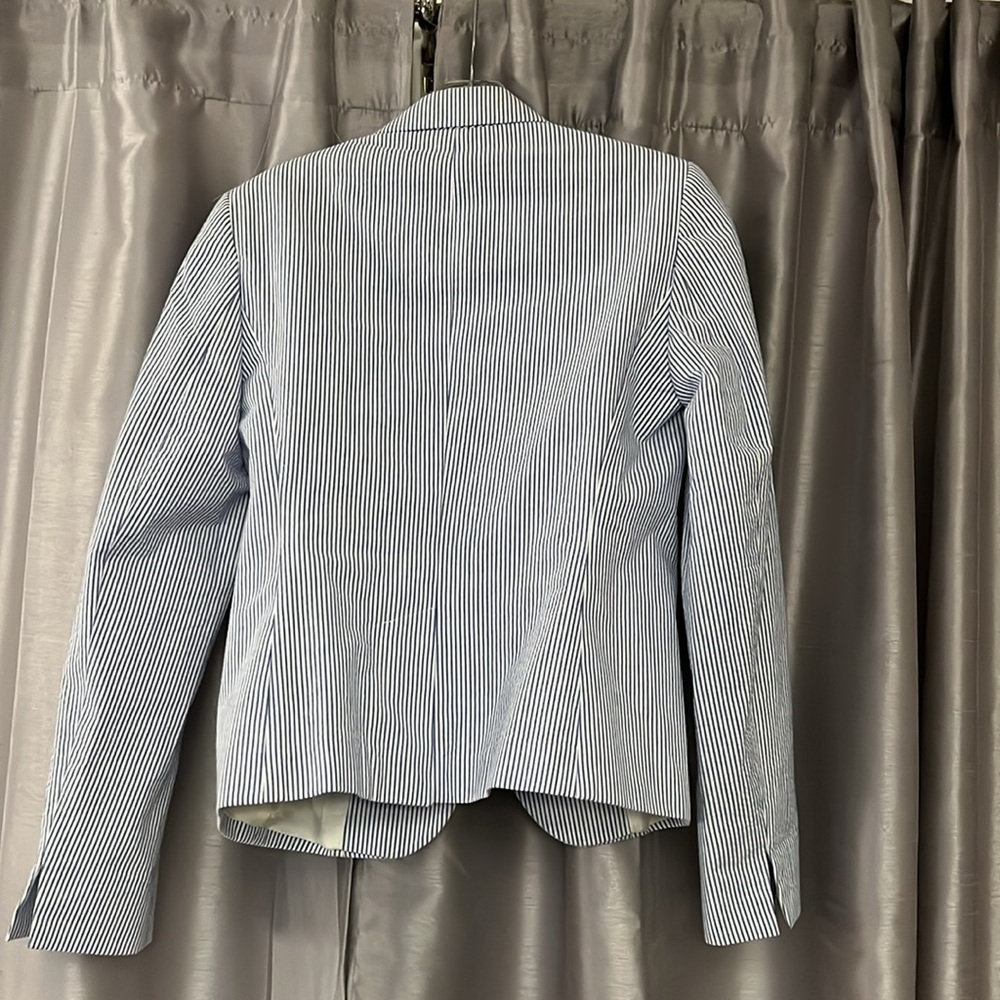 Brooks Brothers 2 seersucker white blu stripes blazer 2 metal white buttons - Picture 7 of 14